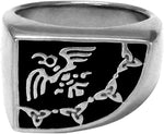 Large Sterling Silver Norse Raven Signet Ring (Size 5-15)