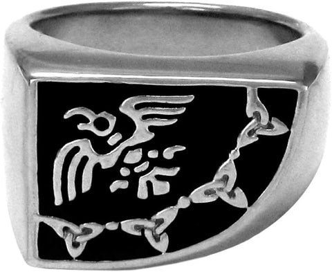 Large Sterling Silver Norse Raven Signet Ring (Size 5-15)