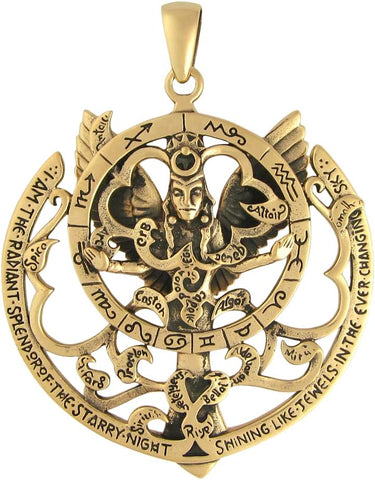 Bronze Queen of Heaven Astarte Ishtar Goddess Pendant