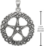 Sterling Silver Rose Pentacle Pentagram Pendant