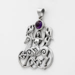 Sterling Silver Celtic Rhiannon Horse Goddess Pendant with Natural Amethyst