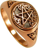 Copper Pagan Tree Pentacle Pentagram Ring (Size 5-12)