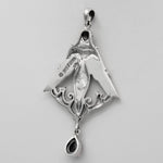 Sterling Silver Goddess Freya Pendant with Natural Rainbow Moonstone