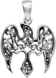 Sterling Silver Small Raven Pentacle Pentagram Pendant