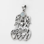 Sterling Silver Celtic Rhiannon Horse Goddess Pendant with Natural Rainbow Moonstone