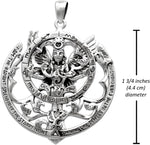 Sterling Silver Queen of Heaven Asarte Goddess Astroglobe Pendant - 1.75 Inches Diameter