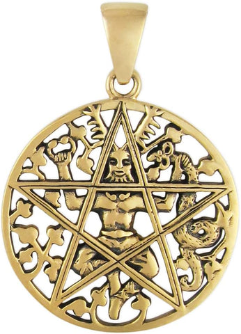 Bronze Pagan God Cernunnos Pentacle Pentagram Pendant