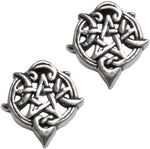 Sterling Silver Heart Pentacle Pentagram Earring Studs