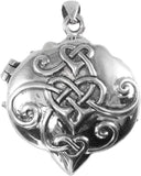 Sterling Silver Celtic Knot Heart Pentacle Locket with Natural Rainbow Moonstone