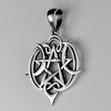 Sterling Silver Small Heart Pentacle Pentagram Pendant