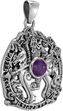 Sterling Silver Odin Sleipnir Pendant with Natural Amethyst