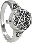 Sterling Silver Tree Pentacle Poison Locket Ring (sizes 5-12)