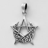 Sterling Silver Small Crescent Moon Pentacle Pentagram Pendant