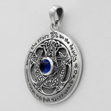 Sterling Silver Blue Sapphire Moon Goddess Pentacle Pendant
