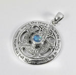 Dryad Design Sterling Silver Cut Out Moon Pentacle Pendant with Natural Rainbow Moonstone; 1 Inch Diameter