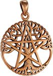 Copper Cut Out Tree Pentacle Pentagram Pendant; 1 Inch Diameter