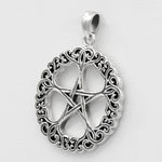 Sterling Silver Rose Pentacle Pentagram Pendant