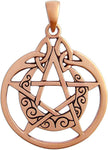 Copper Crescent Moon Pentacle with Circle Pentagram Pendant