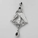 Sterling Silver Norse Goddess Freya Pendant with Natural Garnet
