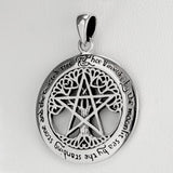 Sterling Silver Cut Out Tree Pentacle Pentagram Pendant; 1 Inch Diameter