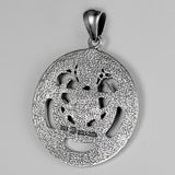 Sterling Silver Extra Large Cut Out Moon Pentacle Pendant; 1.25 Inch Diameter