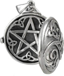 Dryad Design Sterling Silver Celtic Swirl with Hidden Pentacle Pentagram Locket