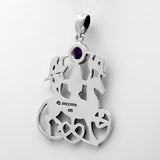 Sterling Silver Celtic Rhiannon Horse Goddess Pendant with Natural Amethyst