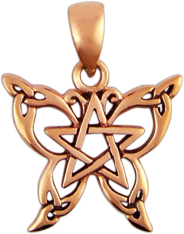 Copper Small Butterfly Pentacle Pentagram Pendant