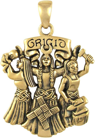 Bronze Celtic Goddess Brigid Pendant