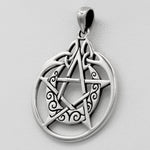 Sterling Silver Crescent Moon Pentacle Pentagram Pendant