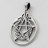 Sterling Silver Crescent Moon Pentacle Pentagram Pendant