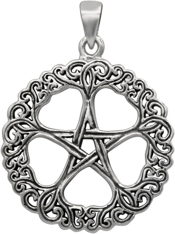 Sterling Silver Rose Pentacle Pentagram Pendant