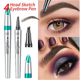 4 Point Eyebrow Pencil Waterproof Liquid Eyebrow Pen Makeup Long Lasting 4 Fork Tip Brow Pen Cosmetic Microblade Brow Pencil NEW