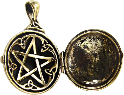 Bronze Celtic Swirl with Hidden Pentacle Pentagram Locket