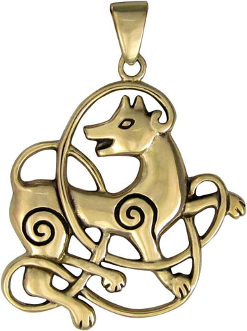 Bronze Celtic Wolf Pendant