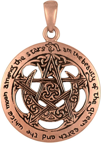 Copper Large Cut Out Moon Pentagram Pentacle Pendant
