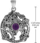 Sterling Silver Odin Sleipnir Pendant with Natural Amethyst