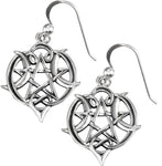 Sterling Silver Heart Pentacle Earrings