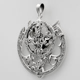 Sterling Silver Queen of Heaven Asarte Goddess Astroglobe Pendant - 1.75 Inches Diameter