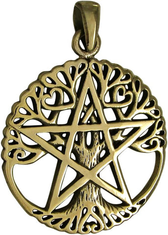 Bronze Cut Out Tree Pentacle Pendant