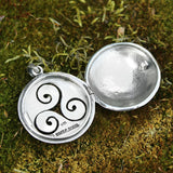 Sterling Silver Moon Pentacle Pentagram Aromatherapy Locket; 1 Inch Diameter