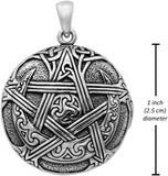 Sterling Silver Moon Pentacle Pentagram Aromatherapy Locket; 1 Inch Diameter