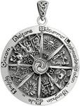 Sterling Silver Pagan Wheel of the Year Sabbat Pendant; 1.75 Inch Diameter