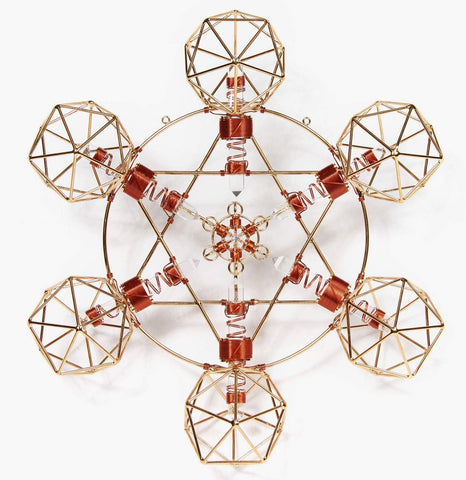 Crystal Healing Tool - Metatron Shambhala Star with Magnets & Copper Wire - 15" - Icosahedron