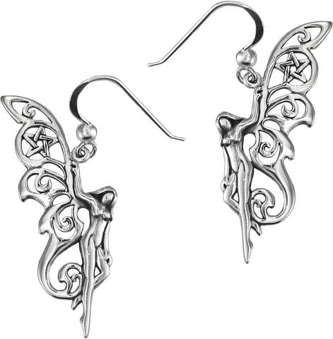 Sterling Silver Pagan Pentacle Faerie Earrings