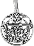 Sterling Silver Cut Out Moon Pentacle Pentagram Pendant