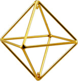 Crystal Healing Tool - Solar Form in 24K Gold Plate with Magnets & Copper Wire - 15" - Octahedron