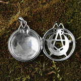 Sterling Silver Crescent Moon Aromatherapy Pentacle Pentagram Locket