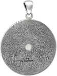 Sterling Silver Wheel of the Year Pendant with Natural Rainbow Moonstone; 1.75 Inch Diameter