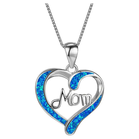 Mom Necklace for Mom 925 Sterling Silver Love Heart Pendant Necklace Birthstones Jewelry Blue Sapphire Pearl Simulated Diamond and More Stones Jewelry Women Birthday Mother'S Day on Clearance